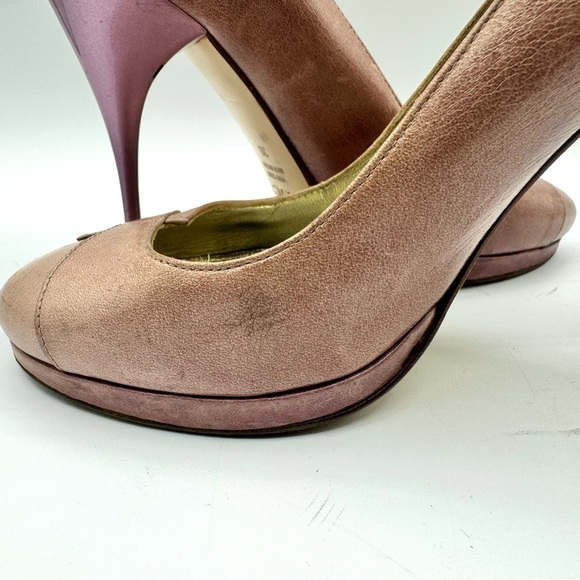 VERSACE JEANS COUTURE PURPLE LEATHER HEELS VJC BY VERSACE PUMPS MADE IN ITALY 39 - Picture 12 of 17